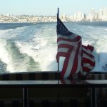 American flag on boat