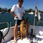 German Shepherd on a boat with Michael Kempkes